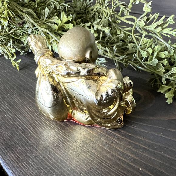 HAPPY Buddha Gold COLOR Feng Shui Laughing Lamp-Wisdom, Cloth Sack-Good Fortune - Picture 6 of 10